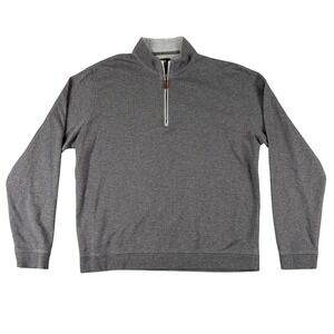 Johnnie-O Pullover Unisex L Gray Quarter Zip Long Sleeve Surfer Logo Knit